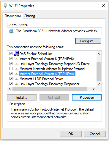 Internet Protocol version 4 (TCP / IPv4) 