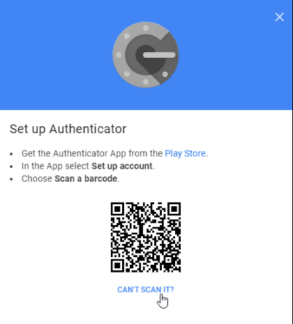 Google authenticator code scan
