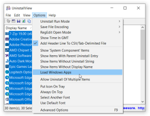 Options – Sideload Windows apps menu